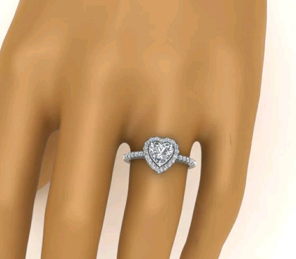 Sterling silver ring heart shape&simulated diamond - Picture 4 of 4